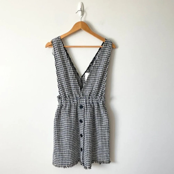 Zara Pinafore Tweed Buttons Overall Dress Blue NWT Size Small - Picture 6 of 11